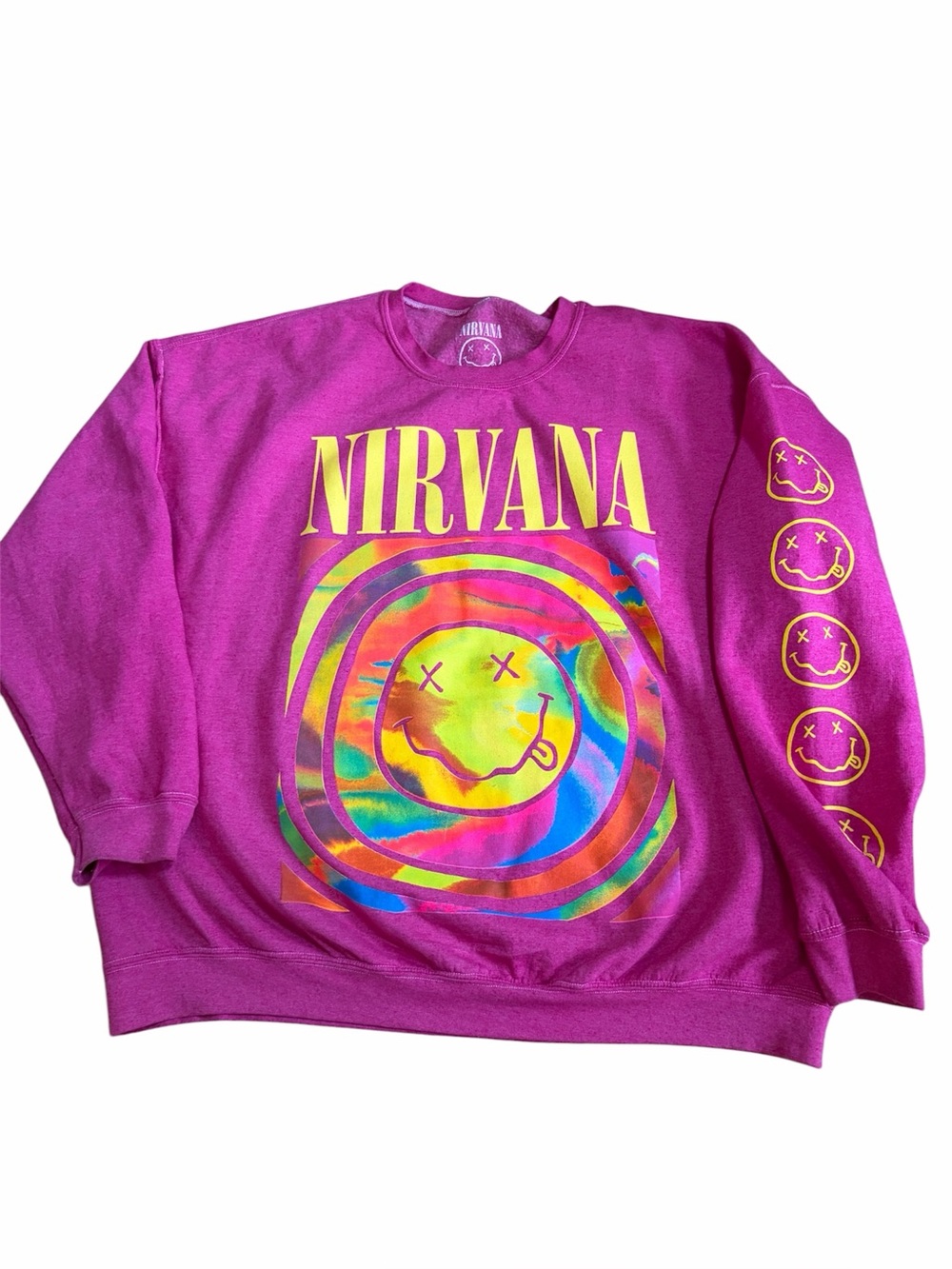NIRVANA SWEATSHIRT pink rainbow oversized small/medium EUC